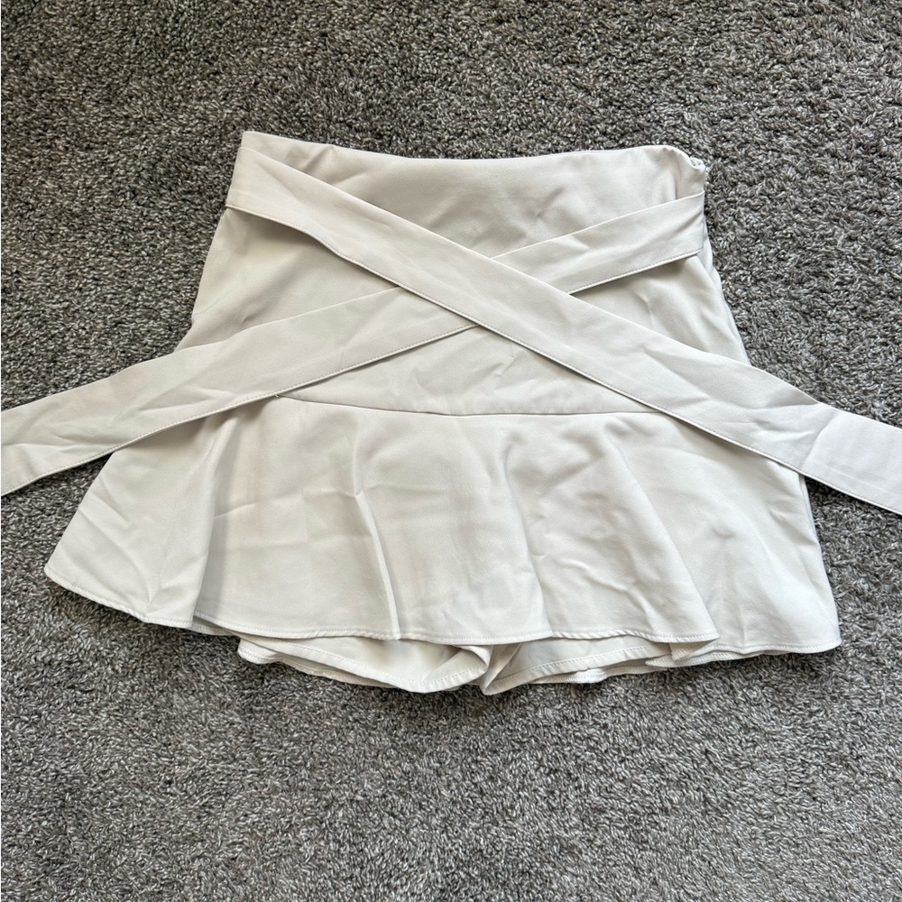 Zara Cream Skort with Elegant Wrap Design